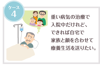 重い病気の治療で入院中だけれど、できれば自宅で家族と顔を合わせて療養生活を送りたい。